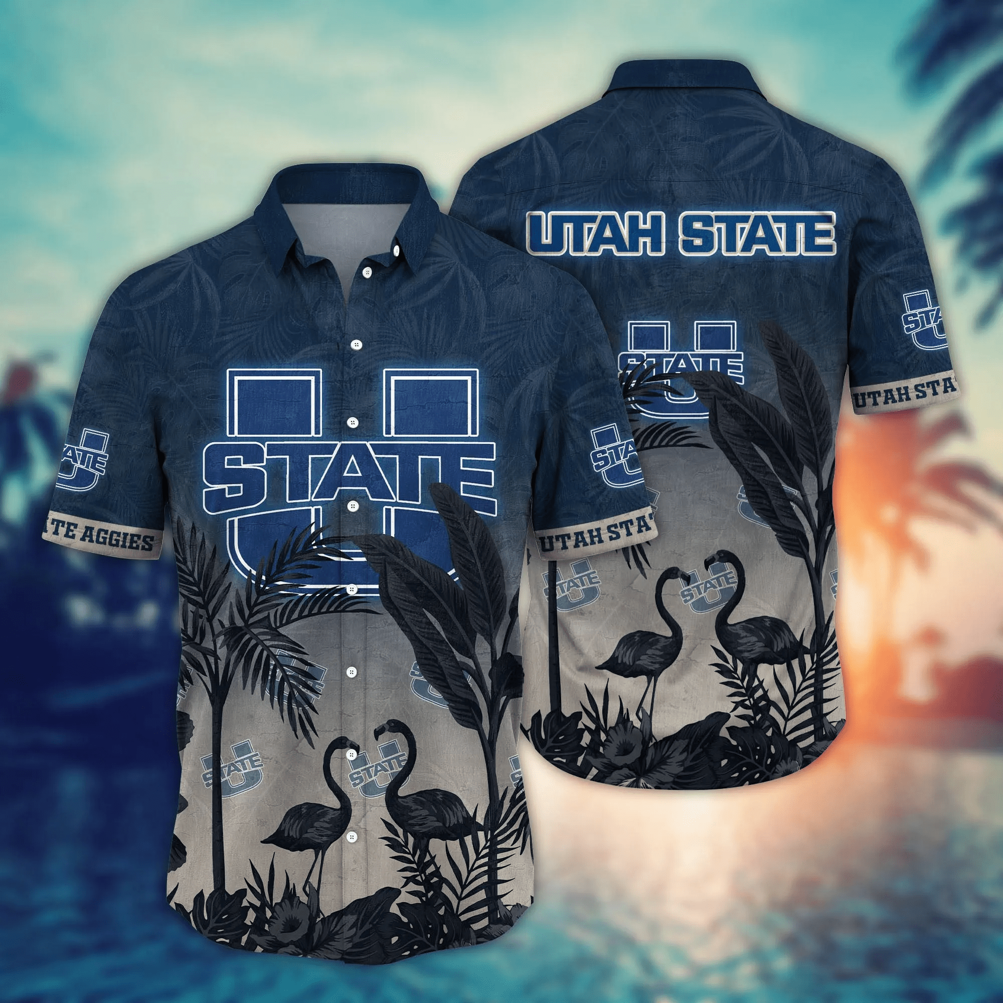 Utah State Aggies NCAA Hawaiian Shirt Pool Daystime Aloha Shirt Utah State Aggies NCAA Hawaiian Shirt Pool Daystime Aloha Shirt