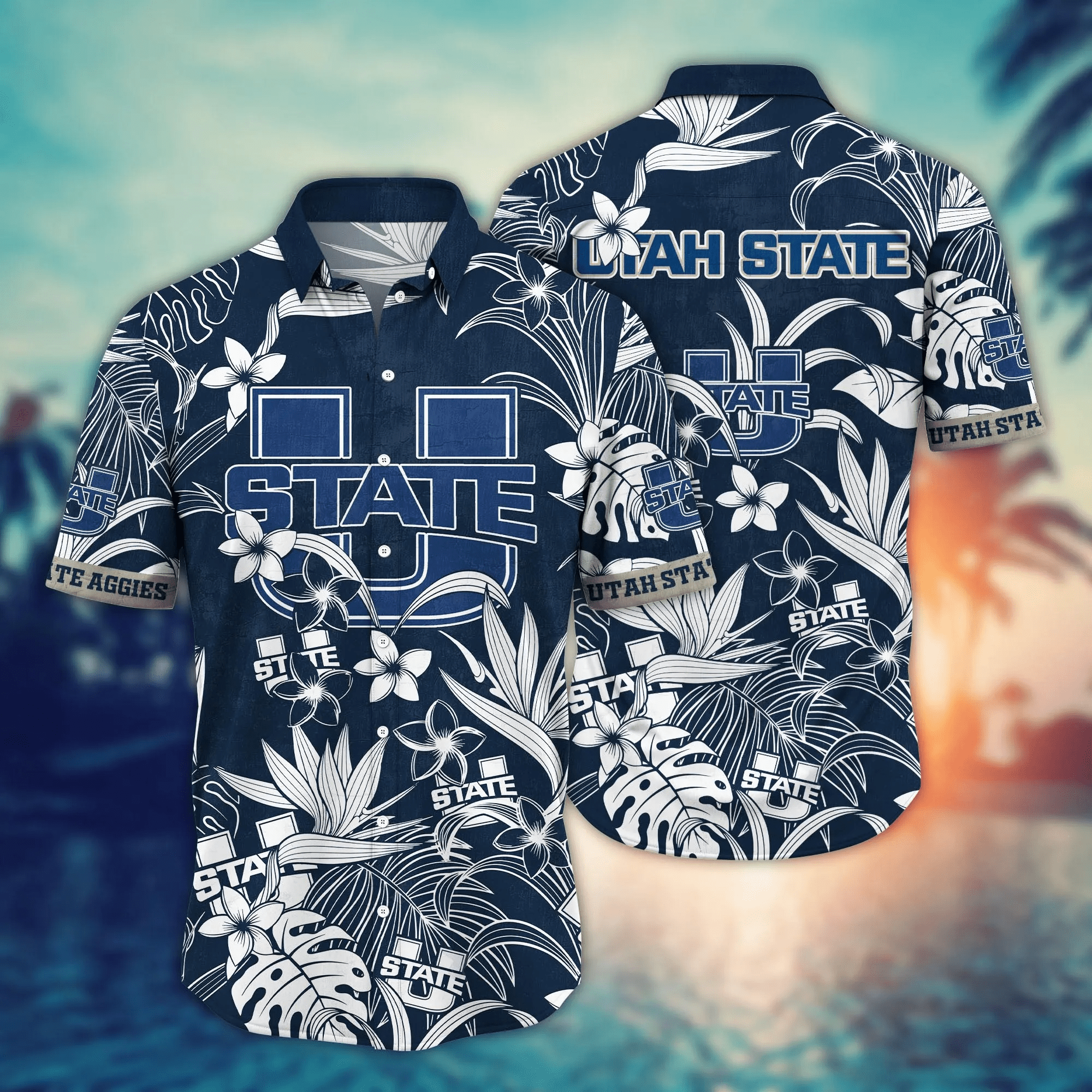 Utah State Aggies NCAA Hawaiian Shirt Sun-Up Aloha Shirt Utah State Aggies NCAA Hawaiian Shirt Sun-Up Aloha Shirt