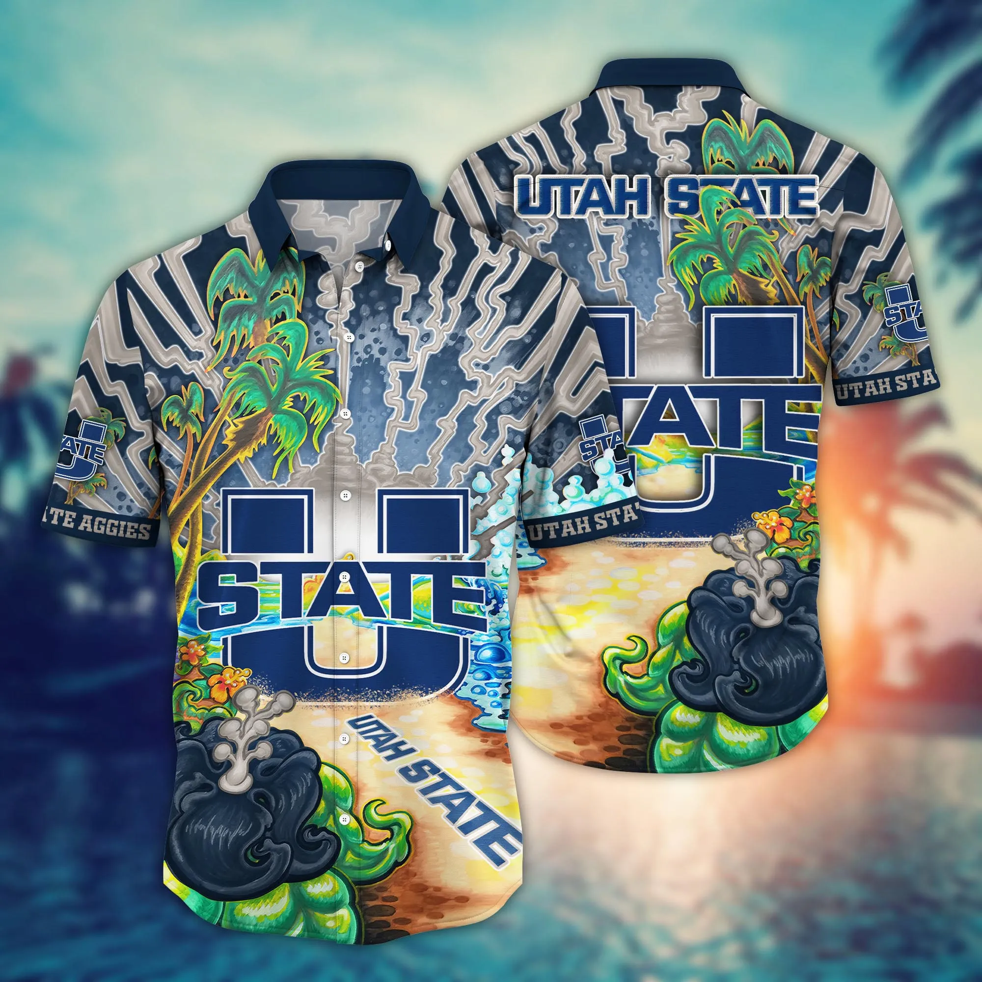 Utah State Aggies NCAA Hawaiian Shirt Sunsetstime Aloha Shirt