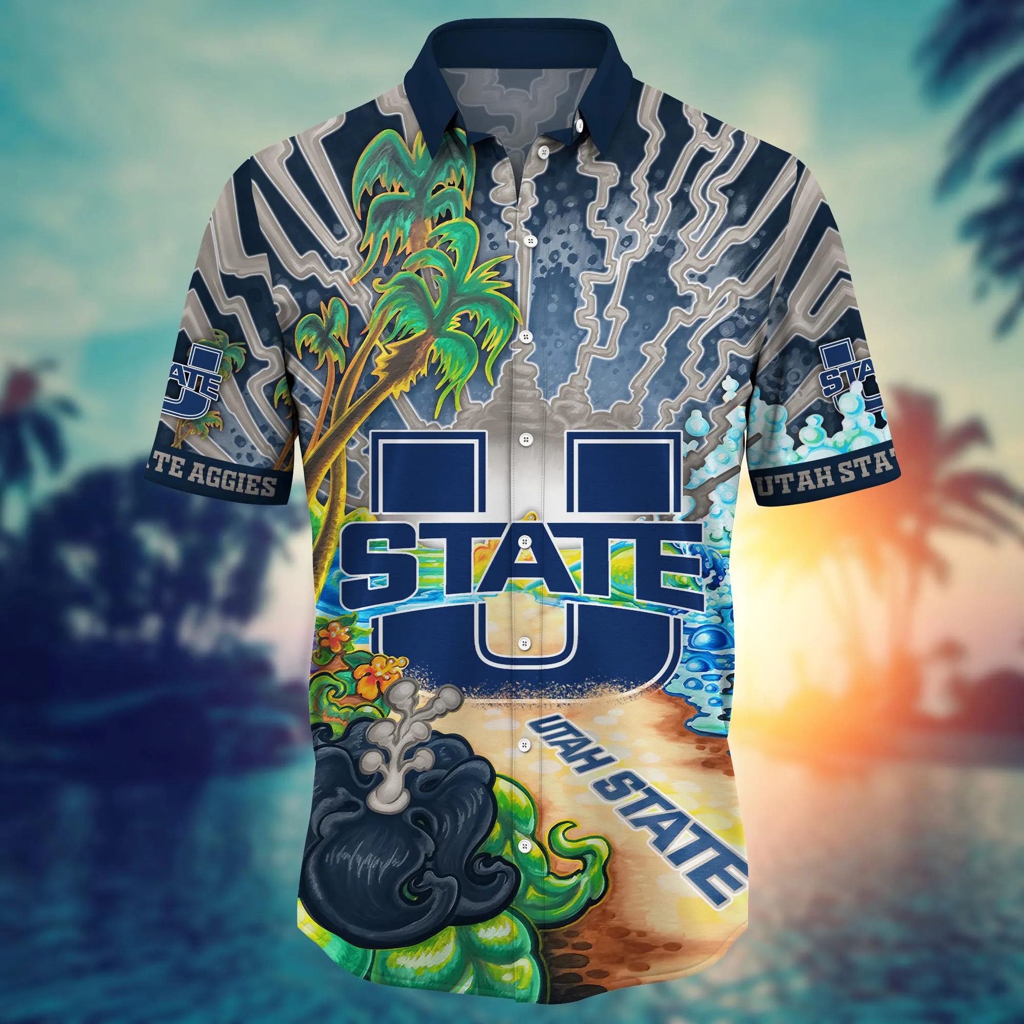 Utah State Aggies NCAA Hawaiian Shirt Sunsetstime Aloha Shirt