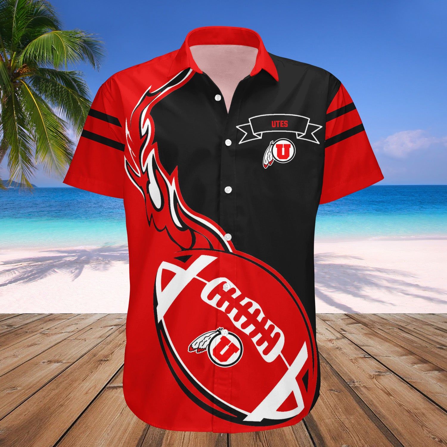 Utah Utes Hawaii Shirt Flame Ball – NCAA