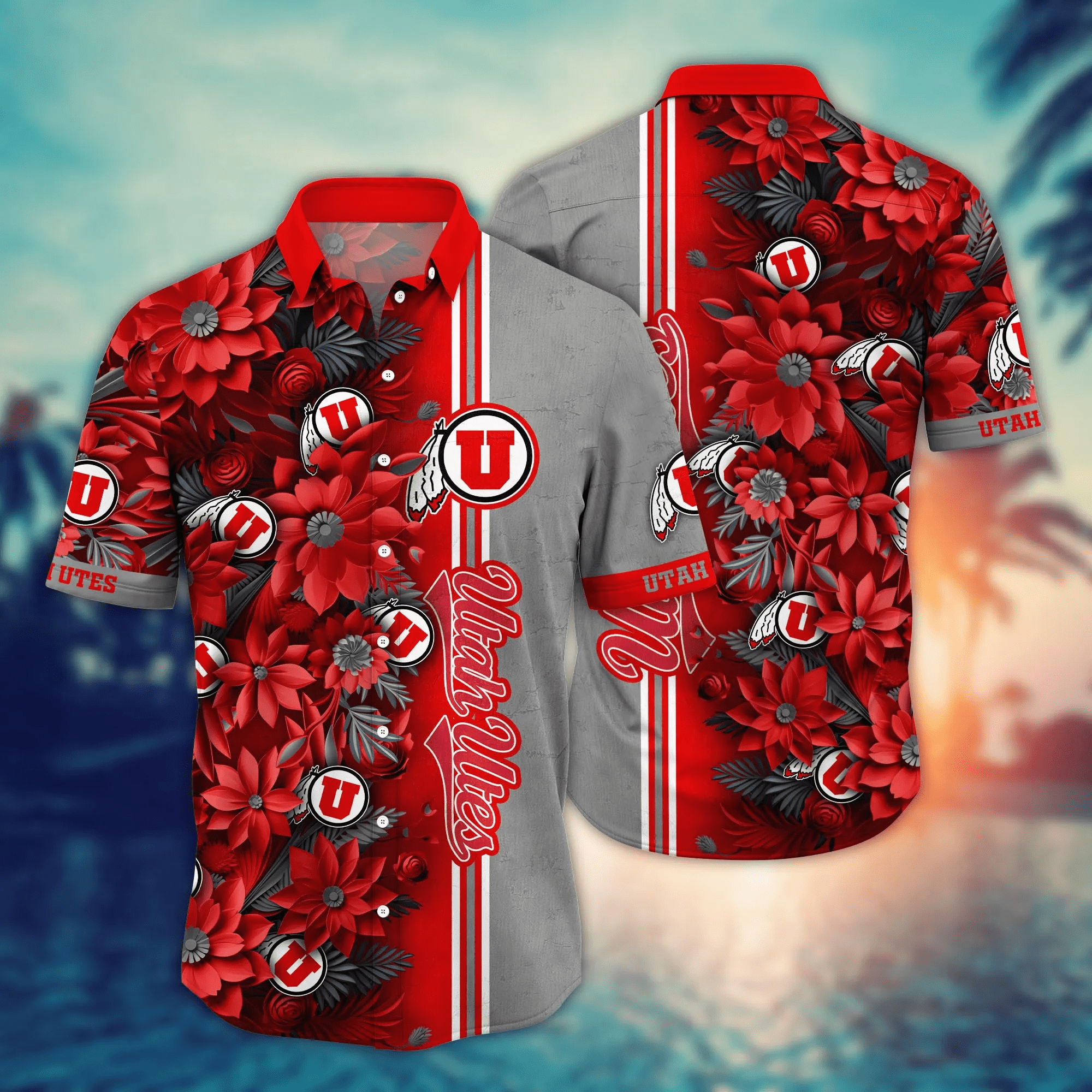 Utah Utes NCAA Hawaiian Shirt Custom Break Aloha Shirt Utah Utes NCAA Hawaiian Shirt Custom Break Aloha Shirt