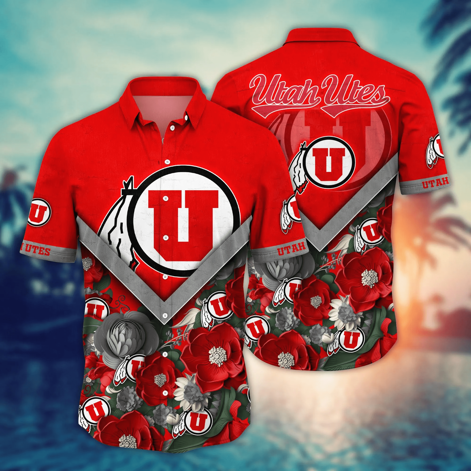 Utah Utes NCAA Hawaiian Shirt Custom Sun Showers Aloha Shirt Utah Utes NCAA Hawaiian Shirt Custom Sun Showers Aloha Shirt