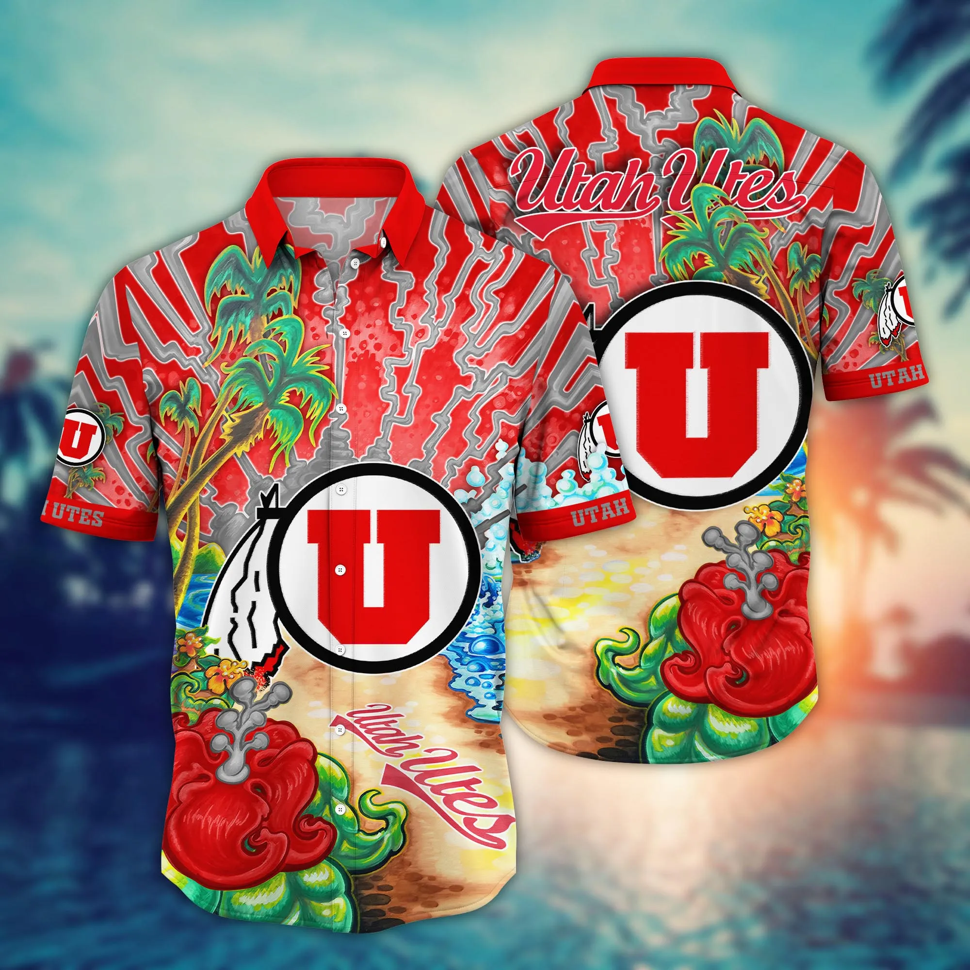 Utah Utes NCAA Hawaiian Shirt Sun Showerstime Aloha Shirt Utah Utes NCAA Hawaiian Shirt Sun Showerstime Aloha Shirt