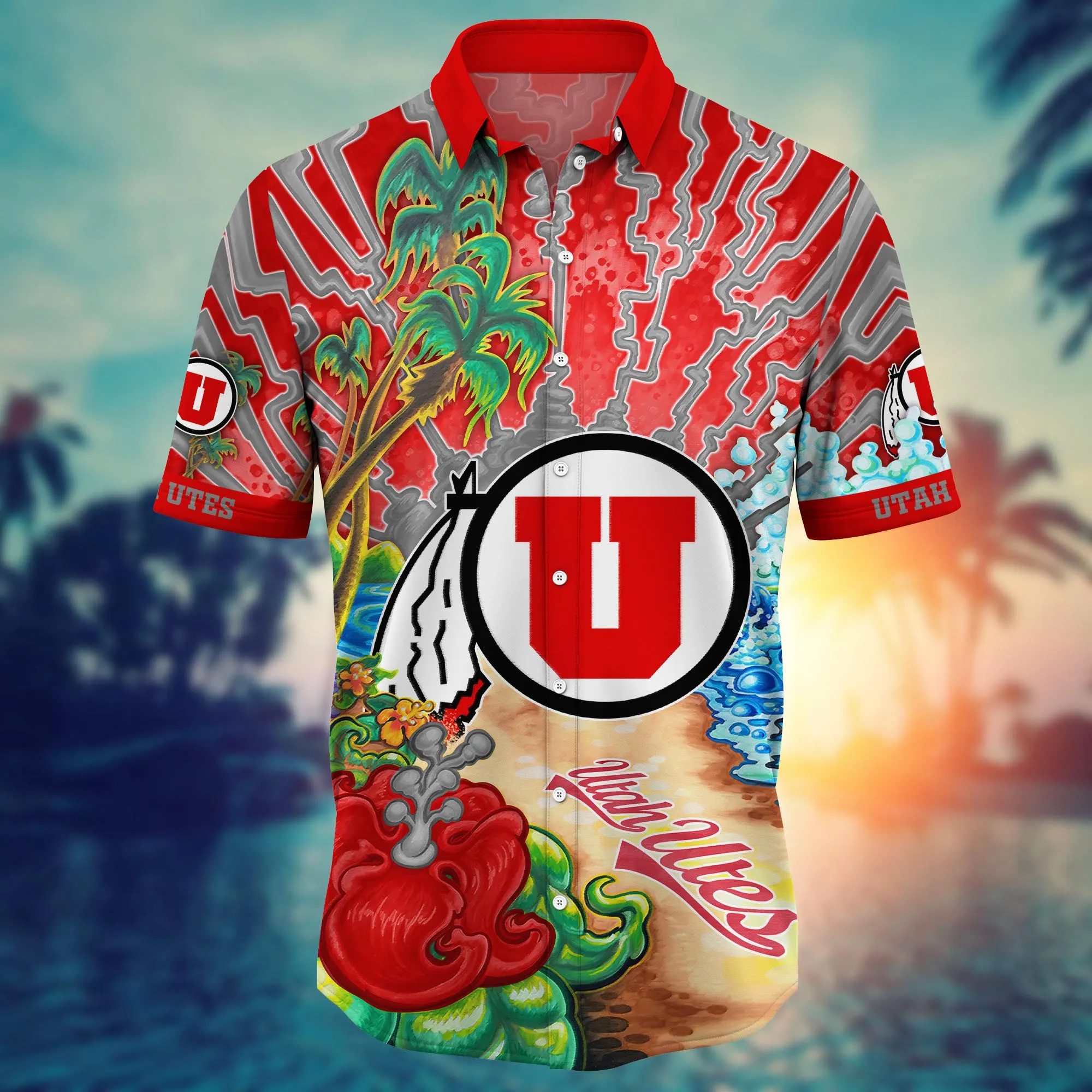 Utah Utes NCAA Hawaiian Shirt Sun Showerstime Aloha Shirt