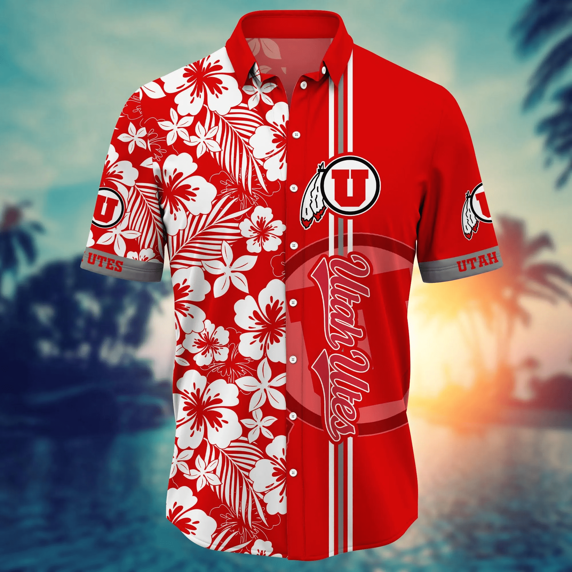 Utah Utes NCAA Hawaiian Shirt Sun-Uptime Aloha Shirt