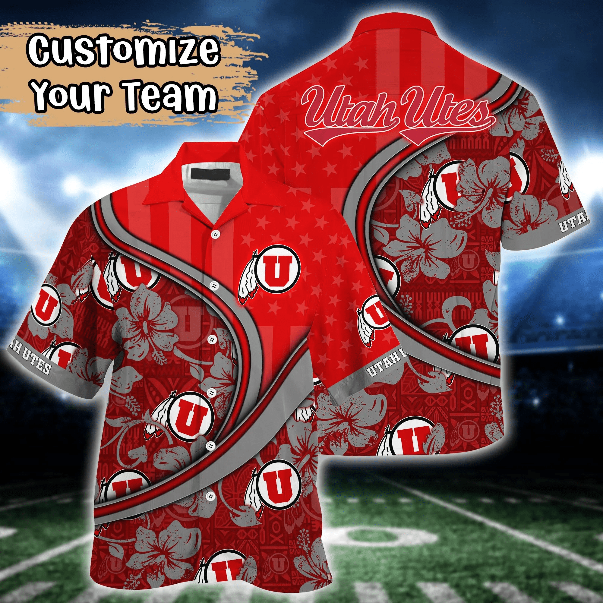 Utah Utes NCAA Us Flag Hawaiian Shirt Custom Summer Aloha Shirt Utah Utes NCAA Us Flag Hawaiian Shirt Custom Summer Aloha Shirt