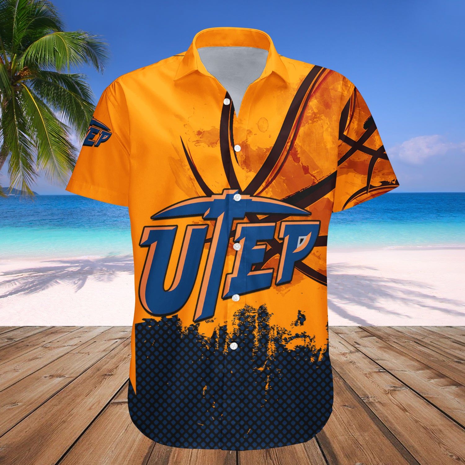 Utep Miners Hawaii Shirt Basketball Net Grunge Pattern – NCAA