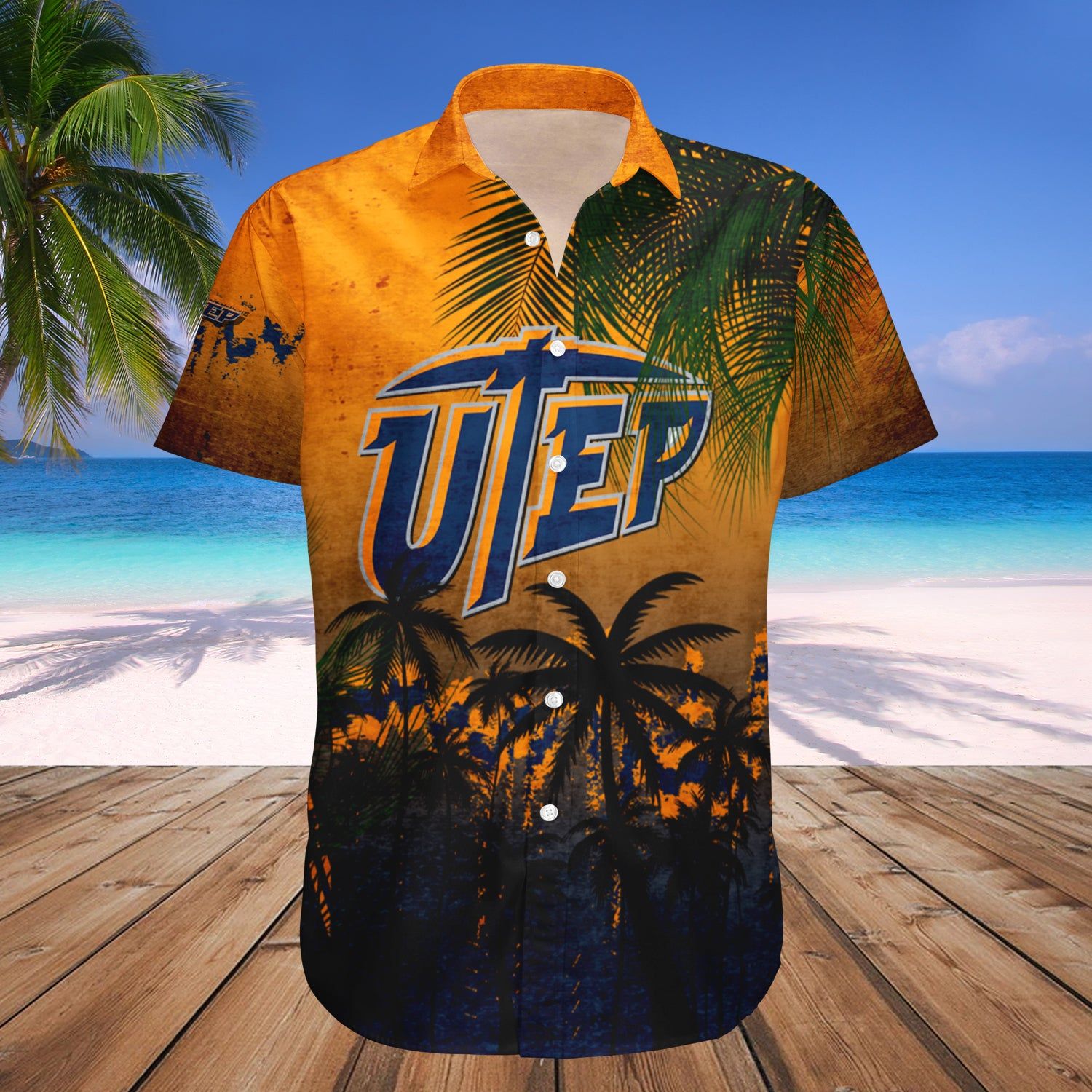 Utep Miners Hawaii Shirt Coconut Tree Tropical Grunge – NCAA