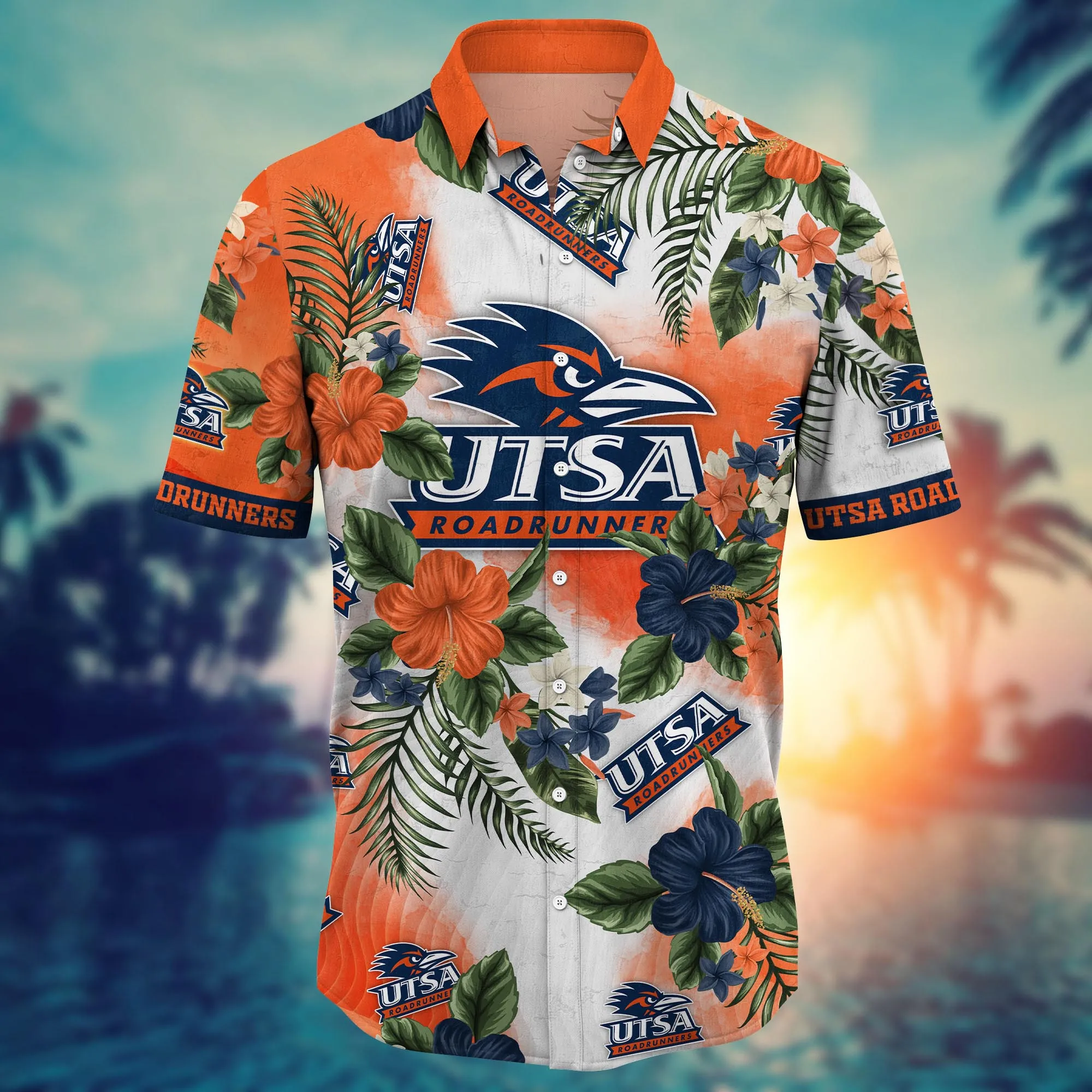 Utsa Roadrunners NCAA Hawaiian Shirt Tan Linestime Aloha Shirt
