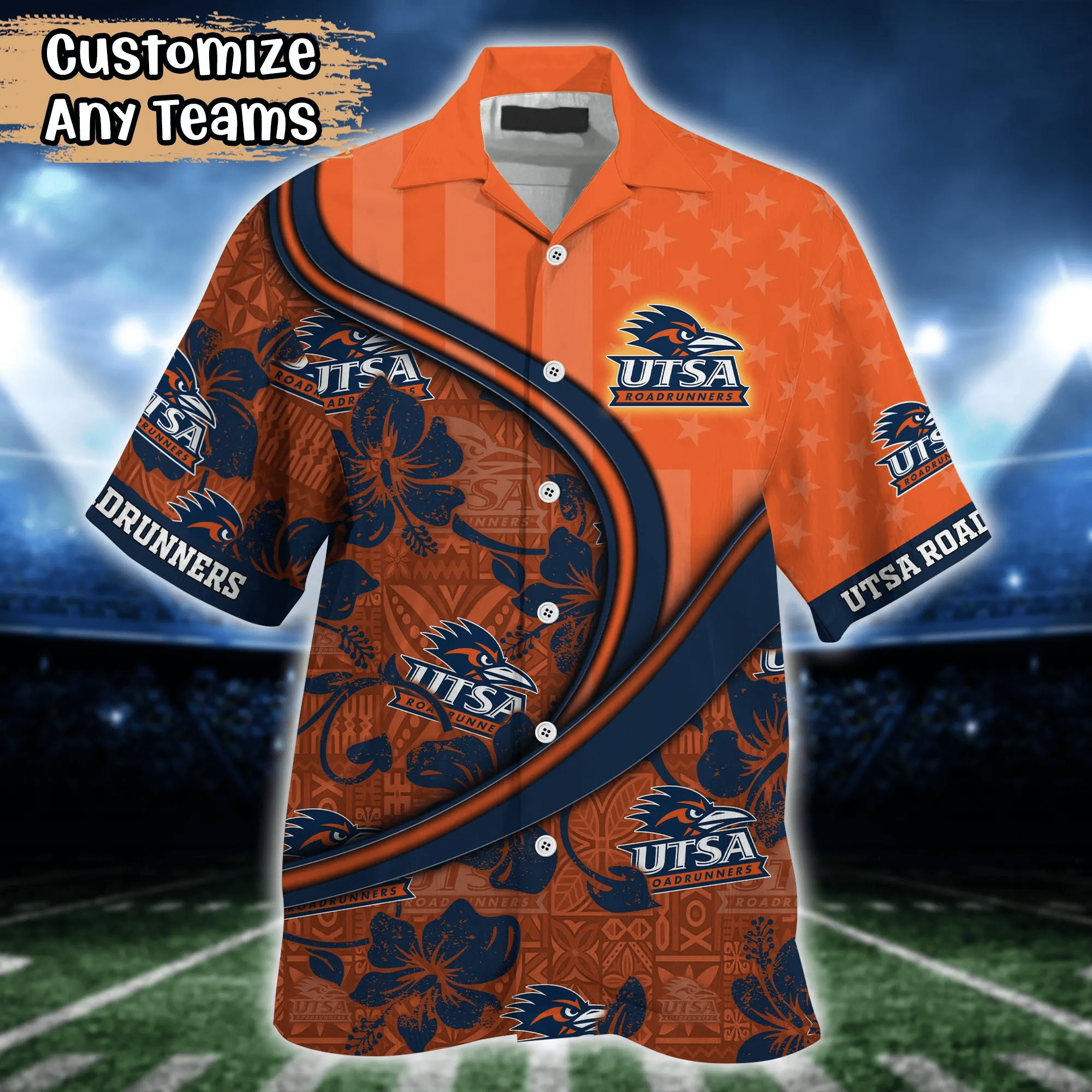 Utsa Roadrunners NCAA Us Flag Hawaiian Shirt Custom Summer Aloha Shirt