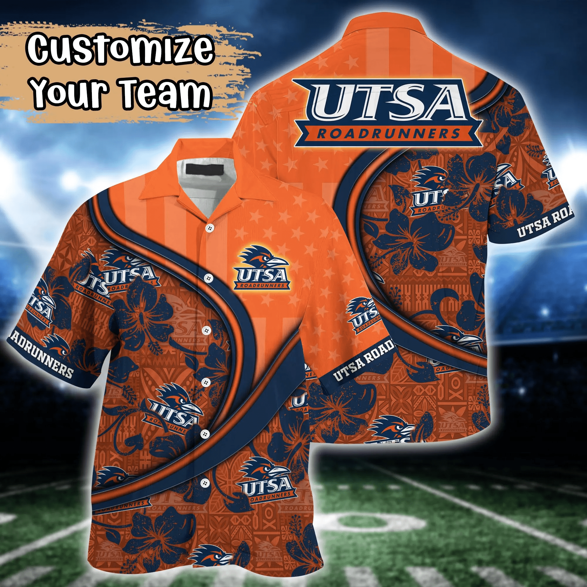 Utsa Roadrunners NCAA Us Flag Hawaiian Shirt Custom Summer Aloha Shirt