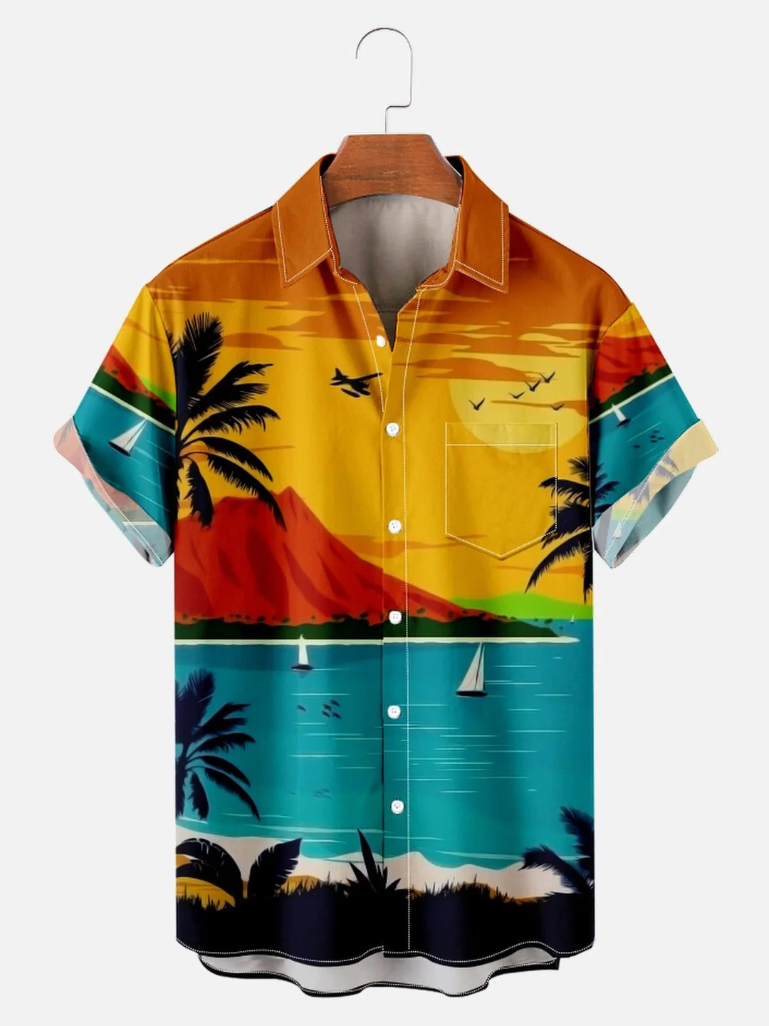 Vacation Leisure Plant Elements Coconut Tree Pattern Hawaiian Style Printed Shirt Vacation Leisure Plant Elements Coconut Tree Pattern Hawaiian Style Printed Shirt