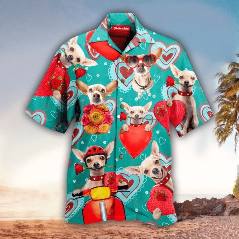 Valentine’s Day Dog Lover Hawaiian Shirt Design