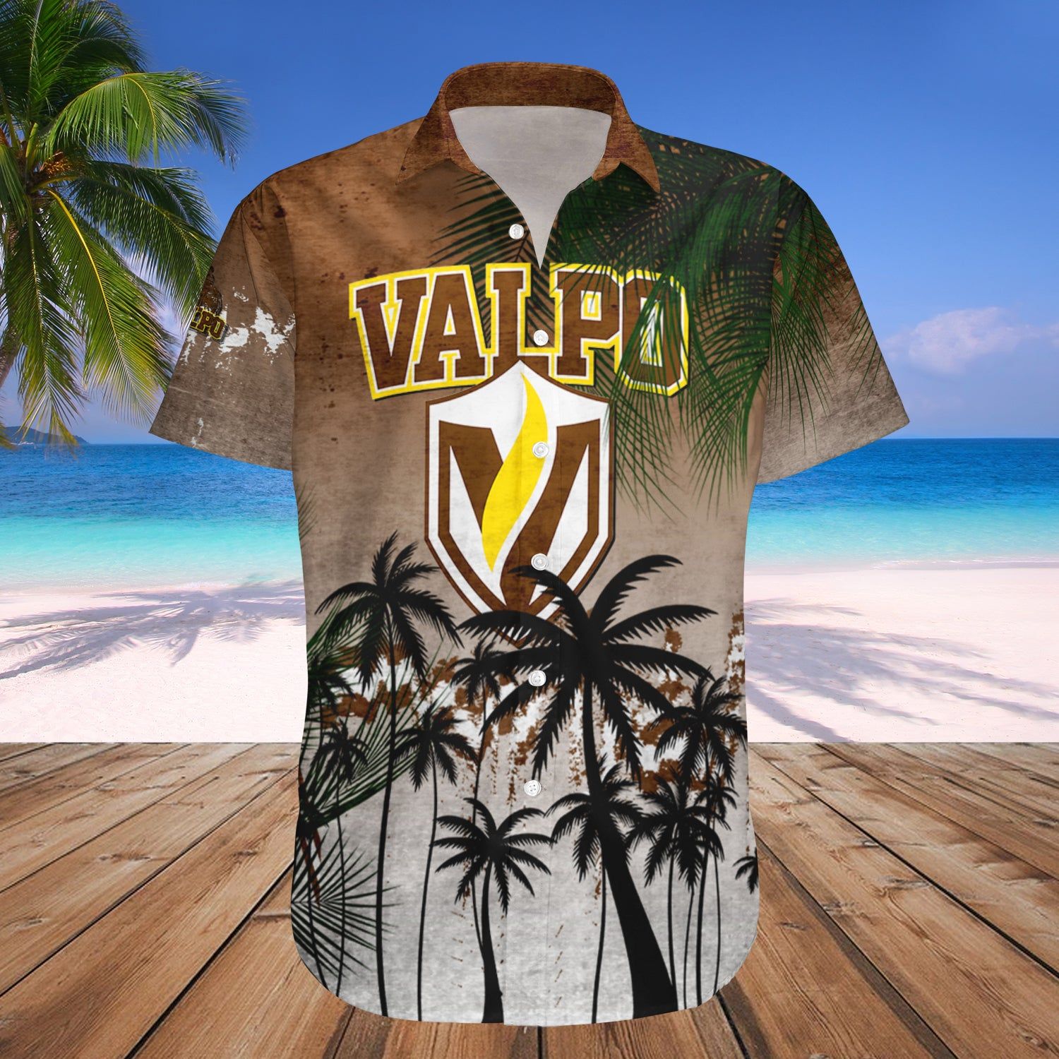 Valparaiso Beacons Hawaii Shirt Coconut Tree Tropical Grunge – NCAA