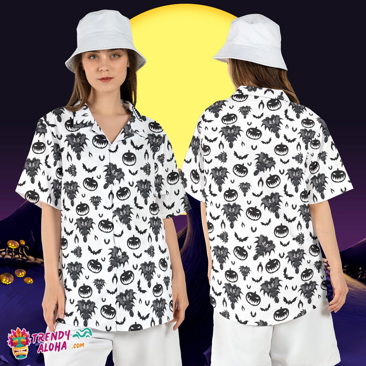 Vampire Minnie Pumpkin Spooky Disneyland Halloween Aloha Top