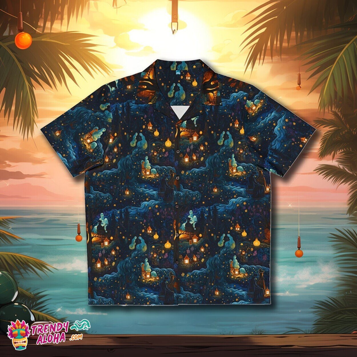 Van Gogh Inspired Spooky Graveyard Halloween Artistic Shirt