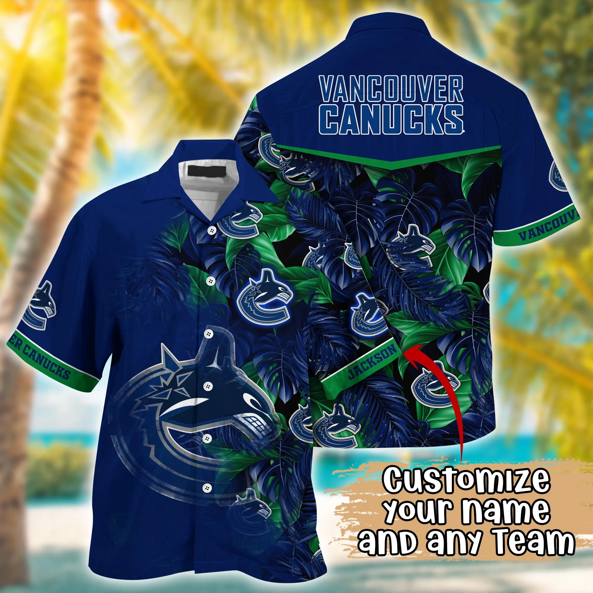 Vancouver Canucks NHL Summer Hawaii Shirt And Tshirt Custom Aloha Shirt