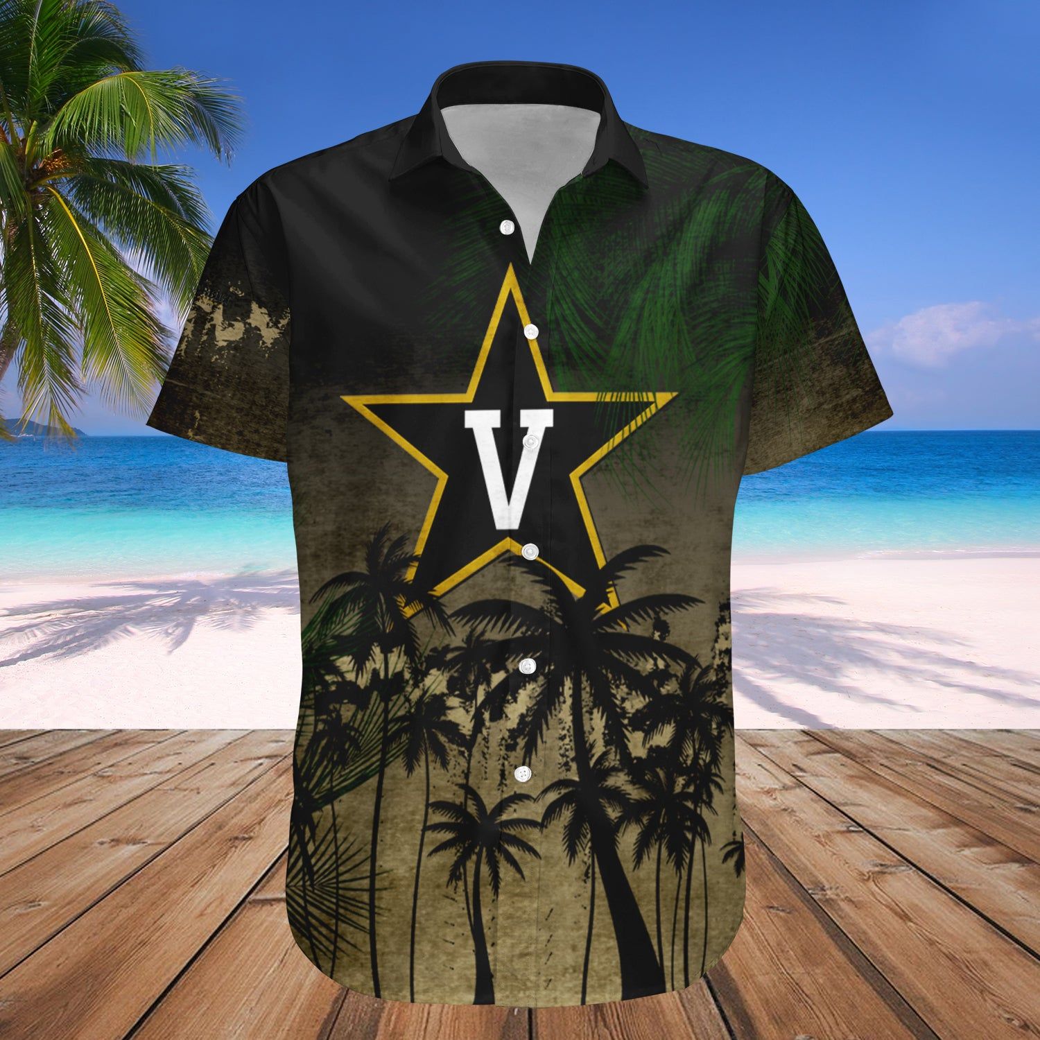 Vanderbilt Commodores Hawaii Shirt Coconut Tree Tropical Grunge – NCAA