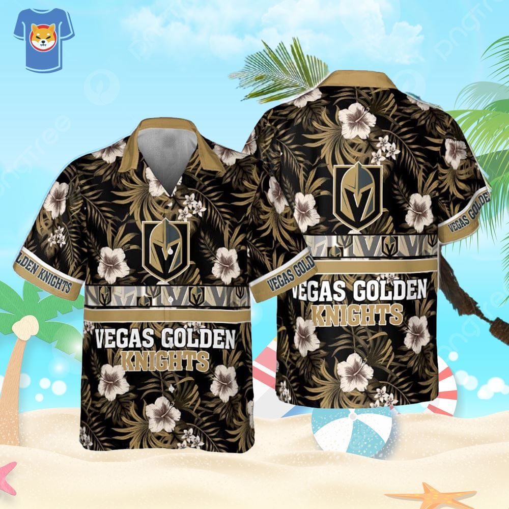 Vegas Golden Knights National Hockey League Hibiscus Pattern Hawaiian Shirt Vegas Golden Knights National Hockey League Hibiscus Pattern Hawaiian Shirt