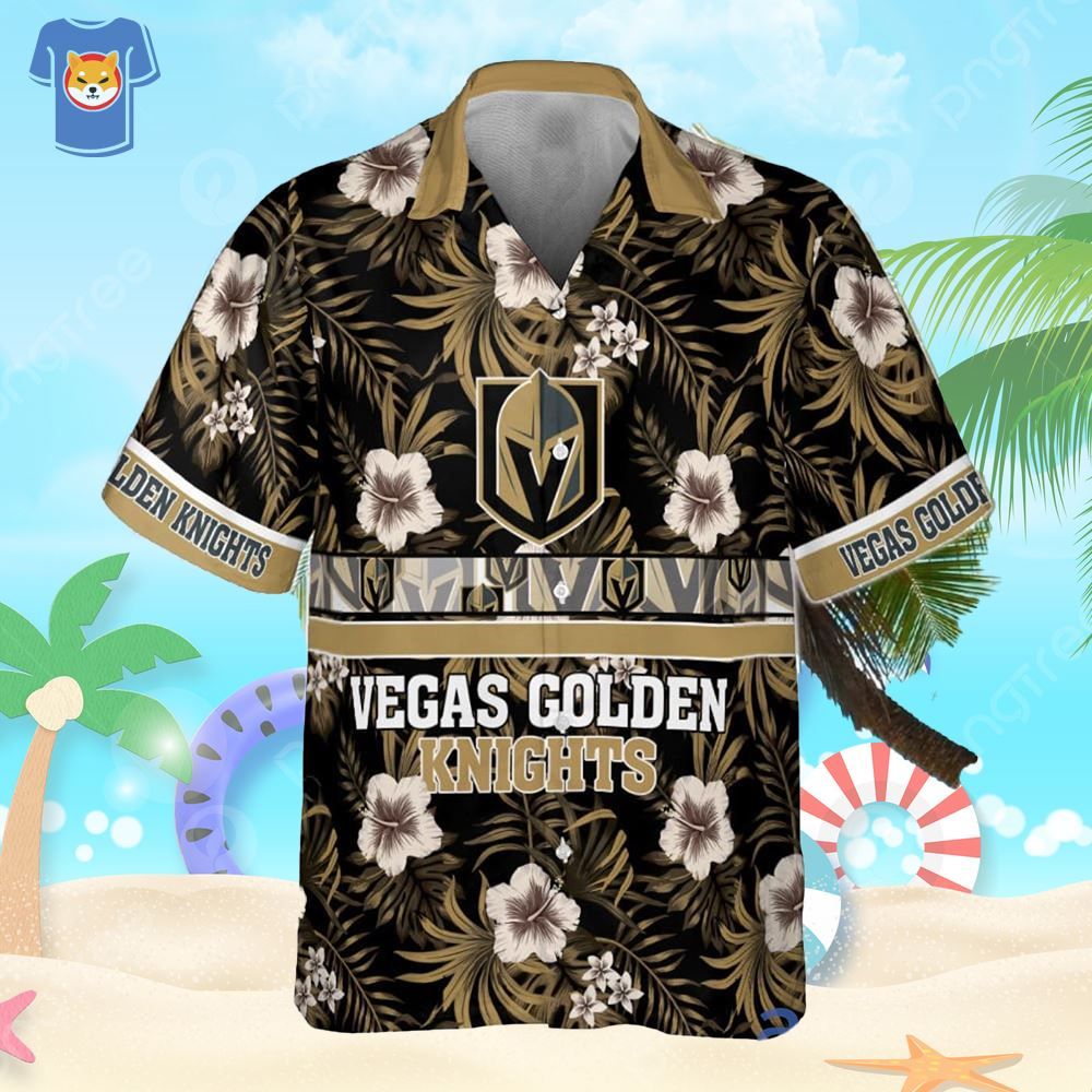 Vegas Golden Knights National Hockey League Hibiscus Pattern Hawaiian Shirt