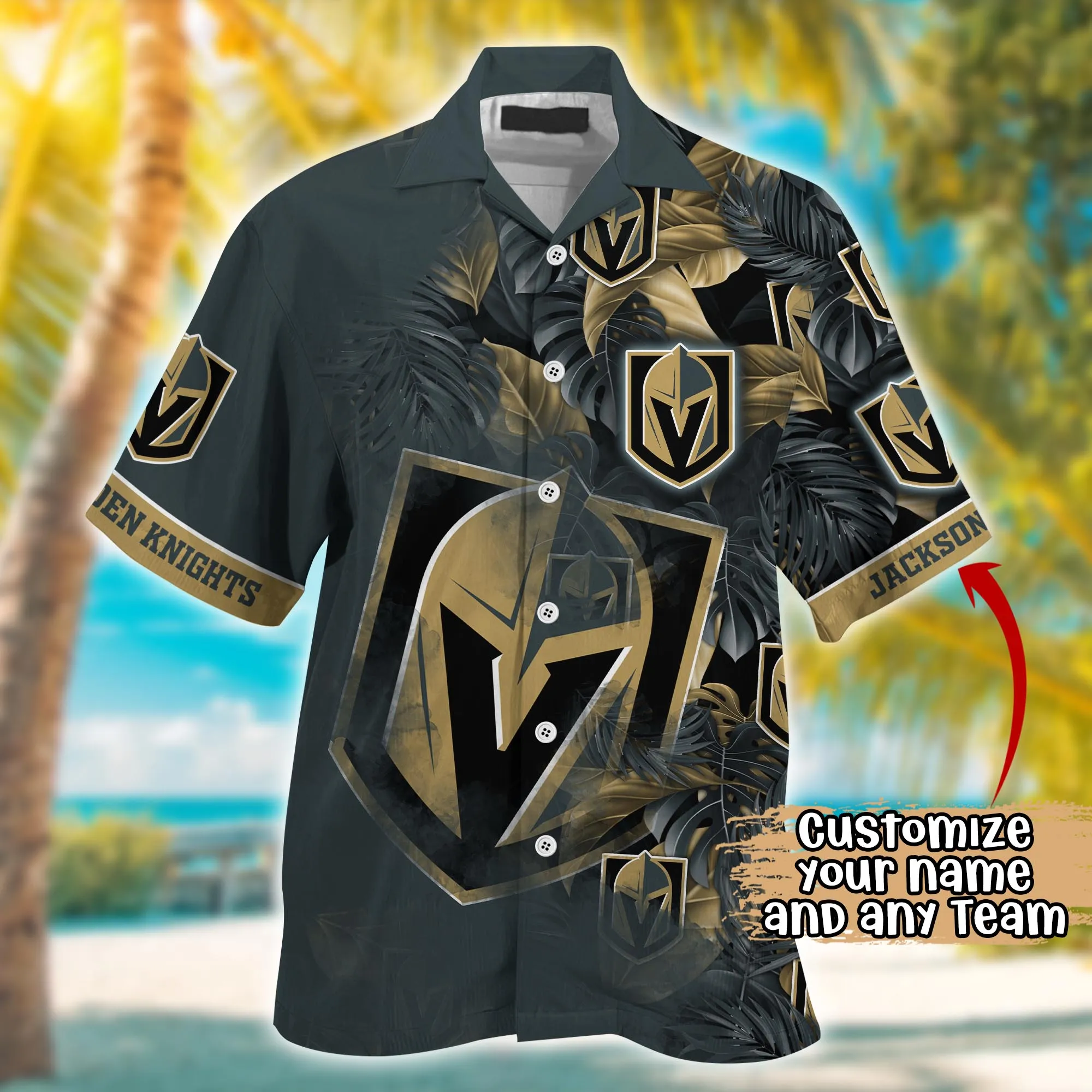 Vegas Golden Knights NHL Summer Hawaii Shirt And Tshirt Custom Aloha Shirt