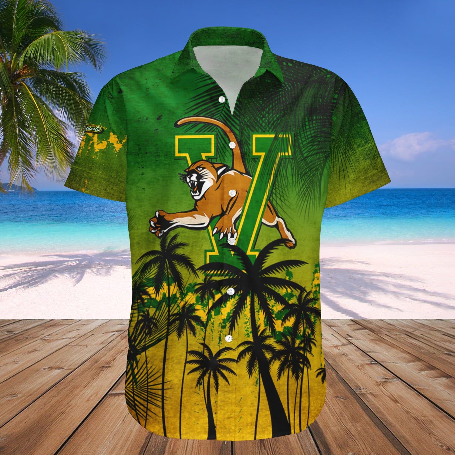 Vermont Catamounts Hawaii Shirt Coconut Tree Tropical Grunge – NCAA