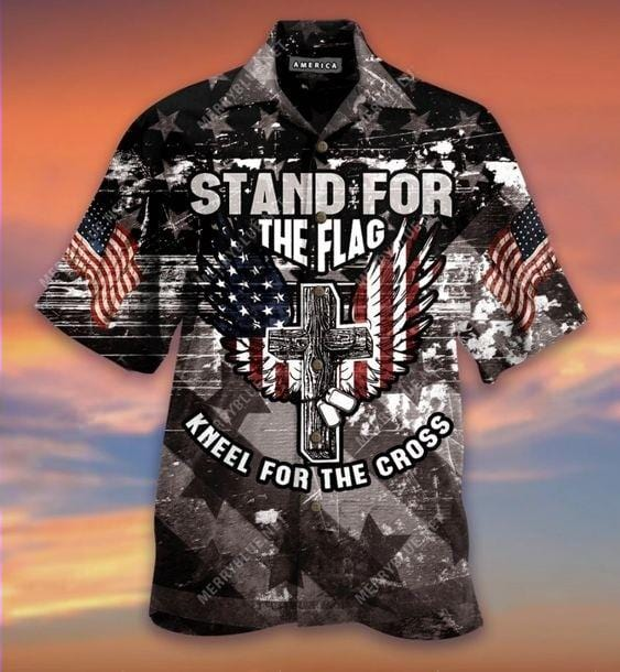 Veteran Aloha Shirts American Flag Cross Stand For The Flag Hawaiian Shirt Veteran Aloha Shirt Military Hawaii Shirt