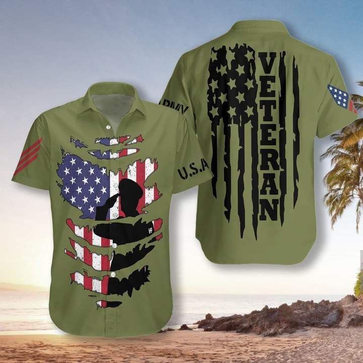 Veteran American Flag Camo Trendy Hawaiian Shirt