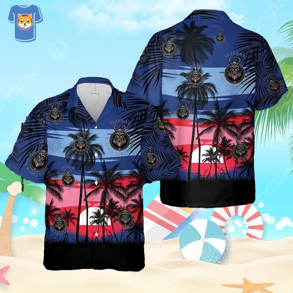 Veteran Black Grey Society Style 6 Hawaiian Shirt For Men Women