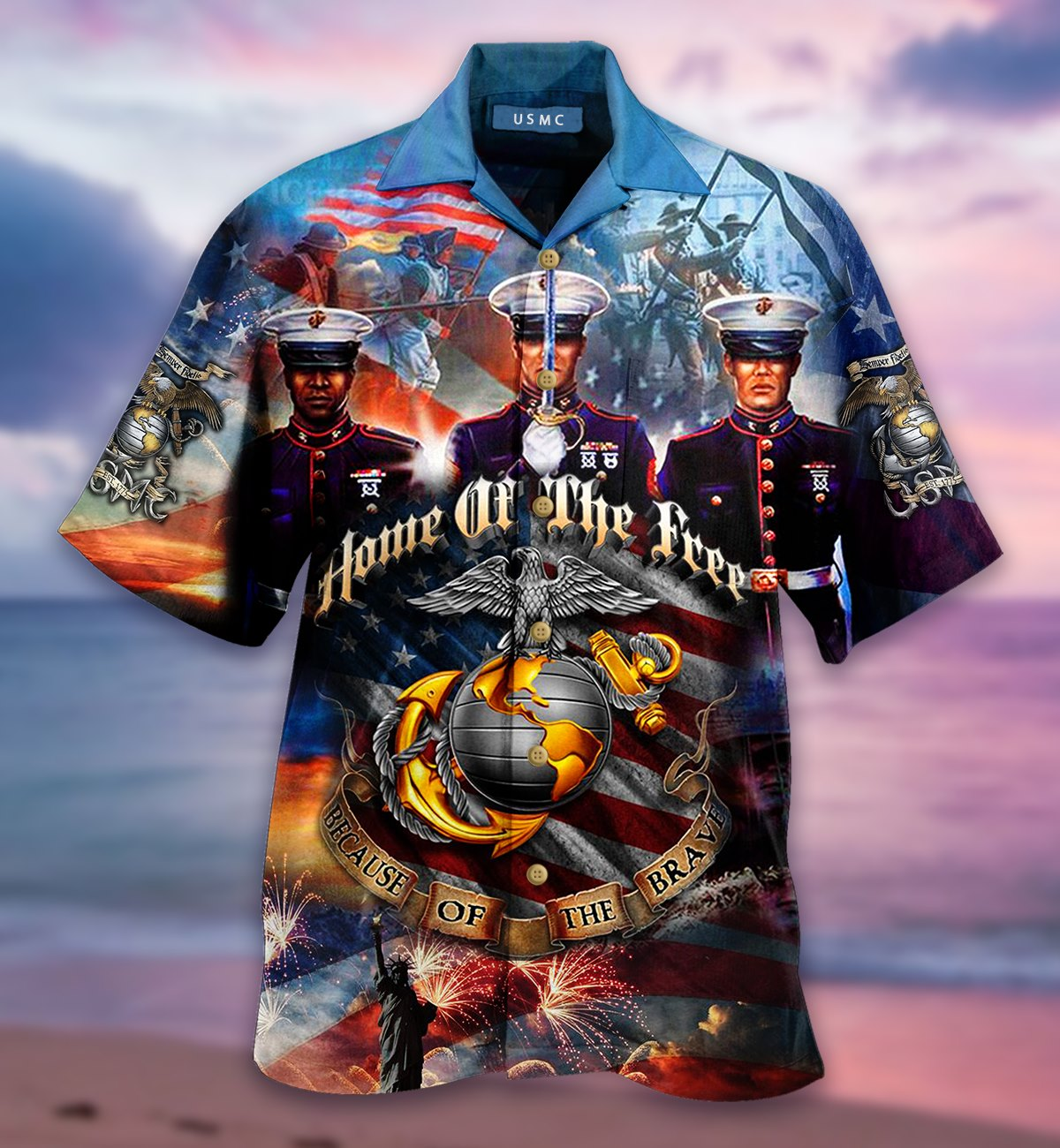 Veteran Day Gifts Veteran Aloha Shirt Marine Corps Because Of The Brave Hawaiian Military Hawaii Shirt