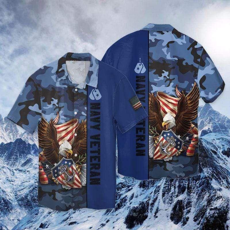 Veteran Eagle Patriotic Spirit Island Adventure Aloha Shirt