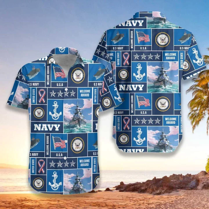 Veteran Soldier Us Navy Welcome To Aboard Trendy Hawaiian Shirt
