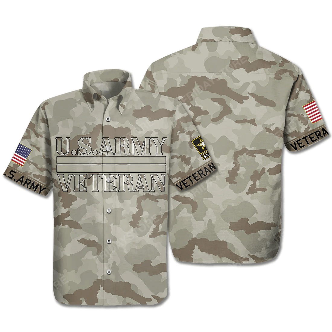 Veteran Trendy Hawaiian Shirt Us Army Uniform Aloha Shirt Unisex Full Size Adult