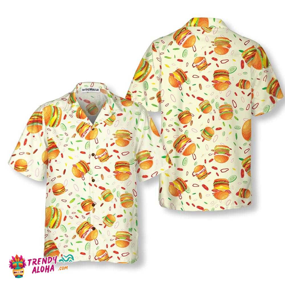 Vibrant American Hamburger Hawaiian Shirt, Funny Burger Shirt For Men & Women