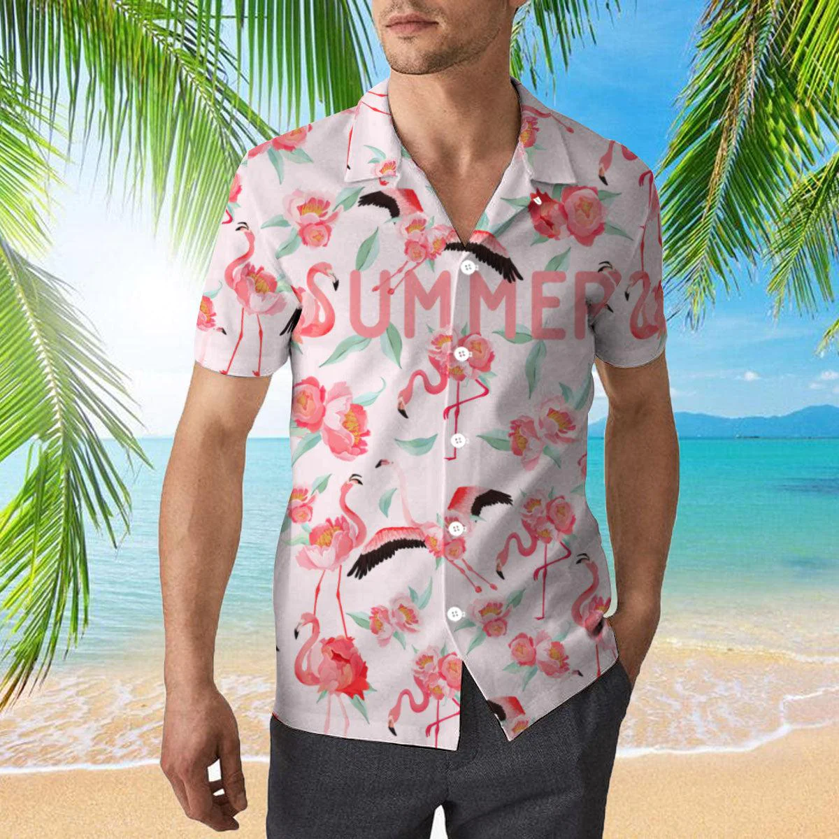 Vibrant Flamingo Tropical Island Aloha Hawaiian Shirt