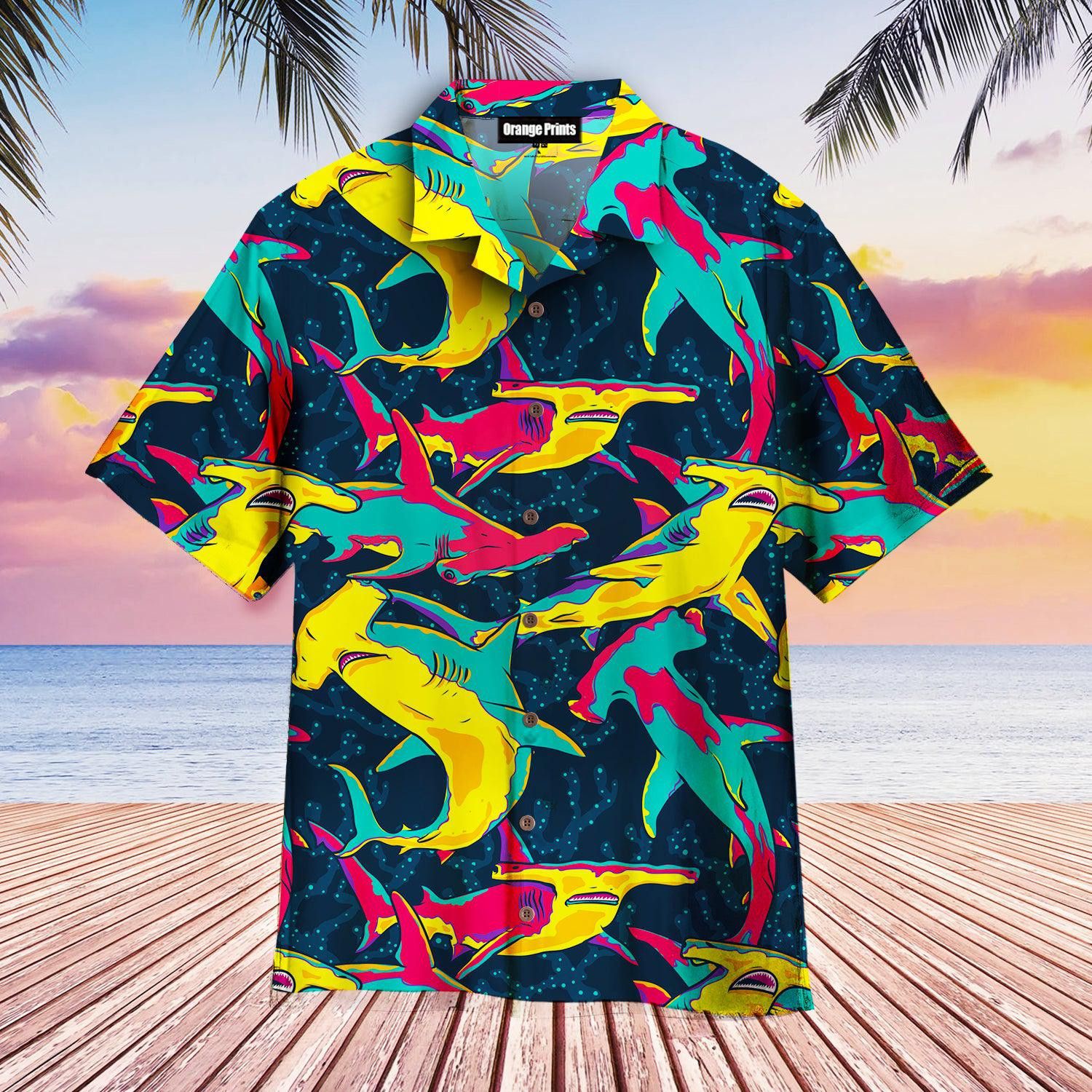 Vibrant Hammerhead Shark Hawaiian Shirt in Full Color