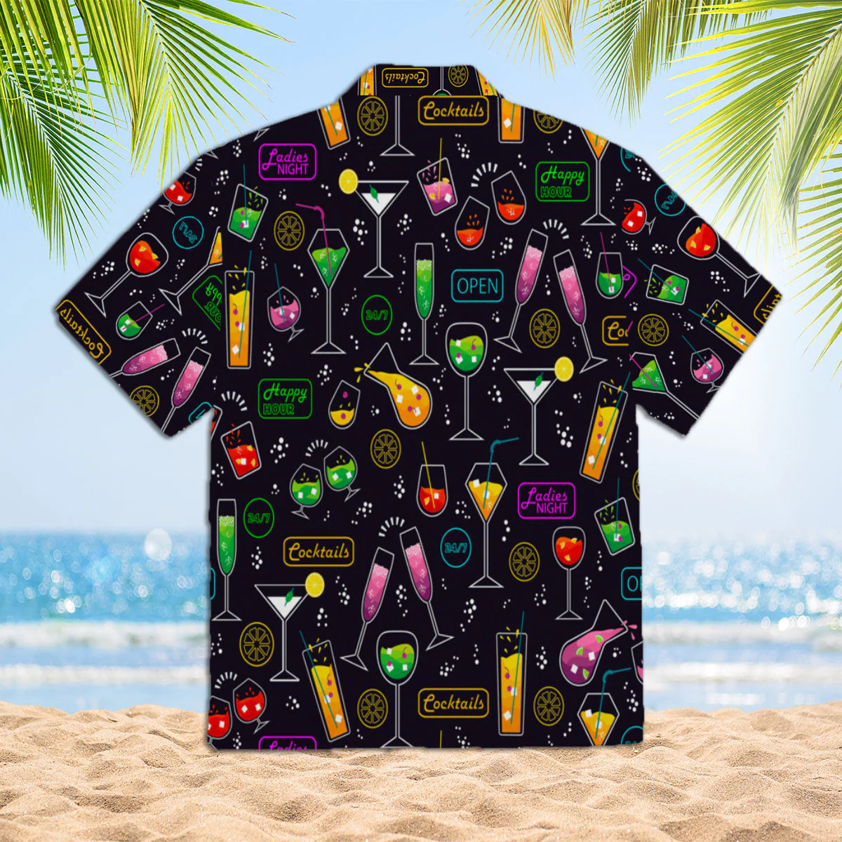 Vibrant Neon Cocktails Party Trendy Hawaiian Shirt