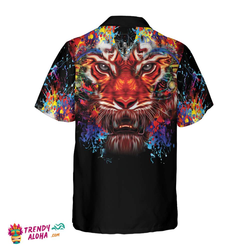 Vibrant Tiger Head Shirt For Men Hawaiian Shirt