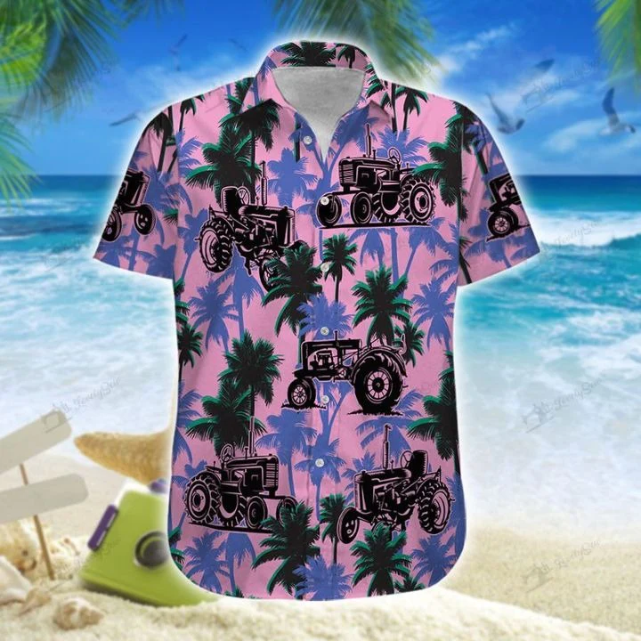 Vibrant Violet Tractor 3D Hawaiian Shirt Unique Printed Style