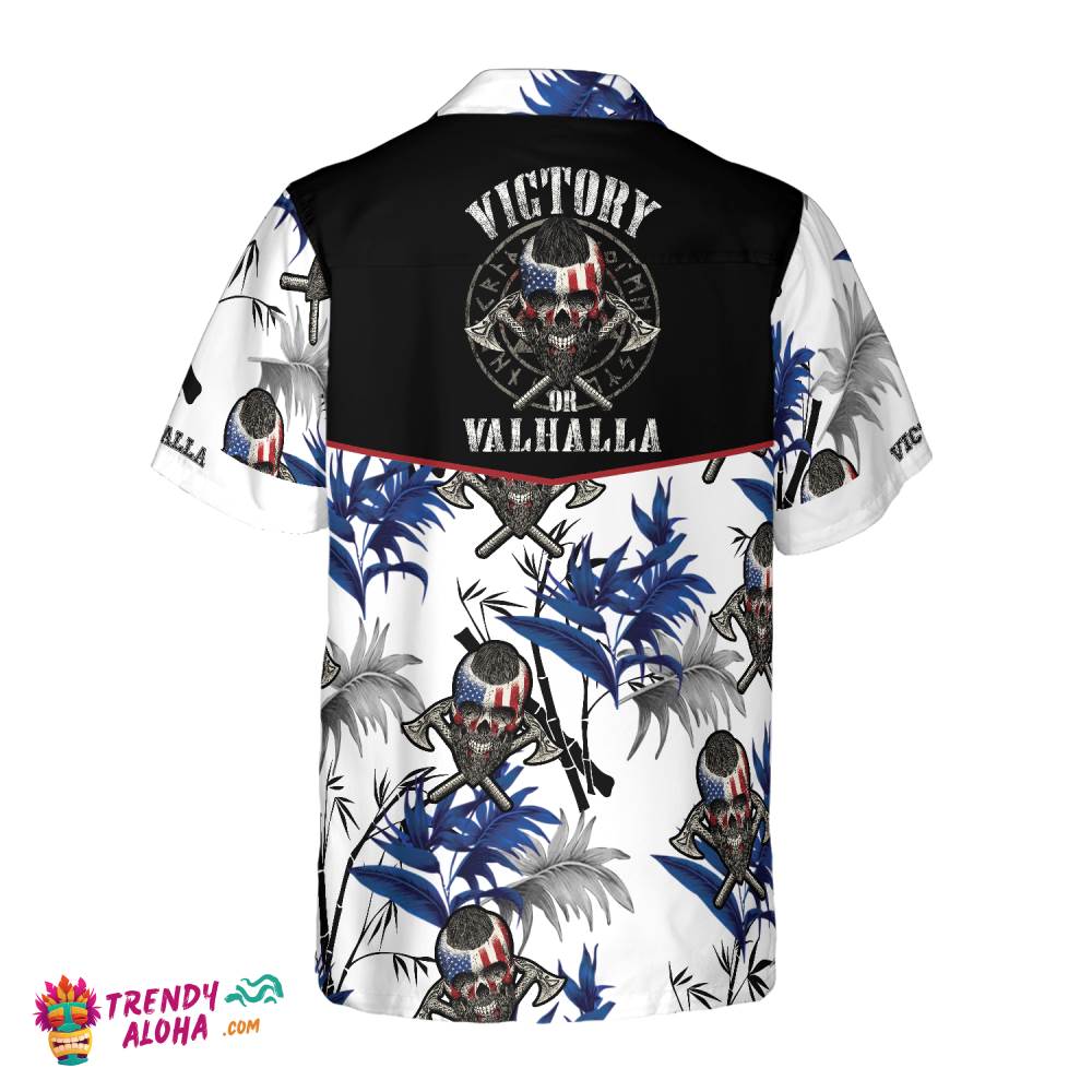 Victory Or Valhalla Viking White Hawaiian Shirt