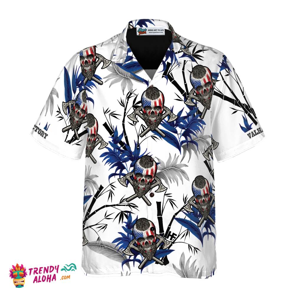 Victory Or Valhalla Viking White Hawaiian Shirt Victory Or Valhalla Viking White Hawaiian Shirt