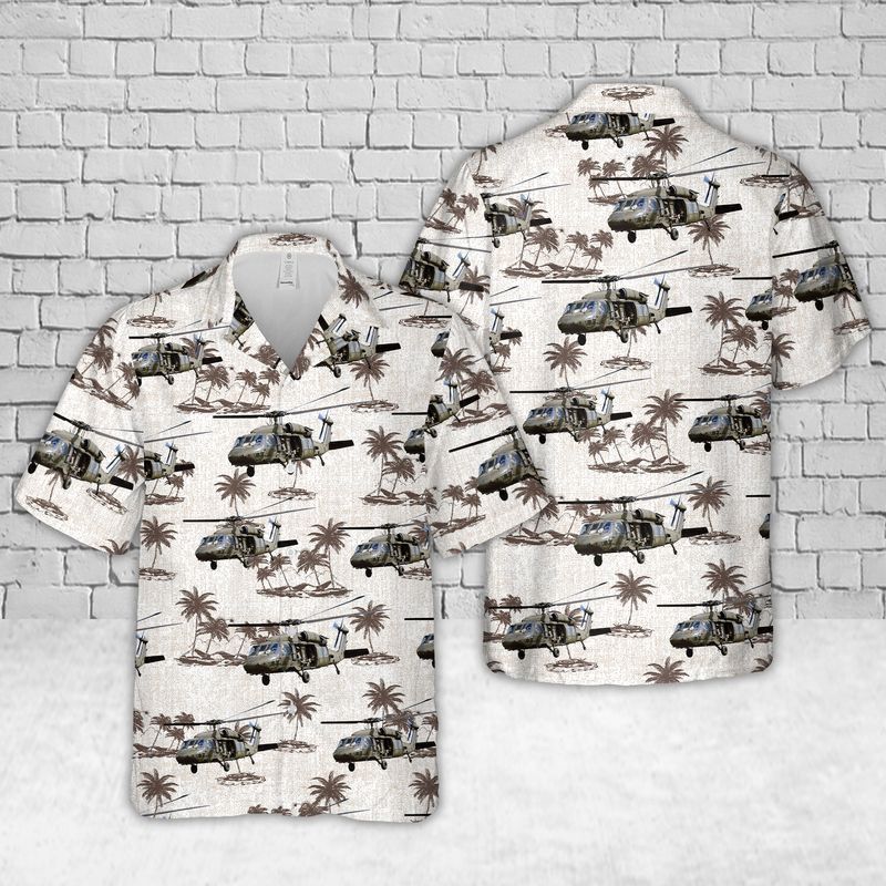 Vietnam Era Uh-60 Blackhawk Helicopter Trendy Hawaiian Shirt