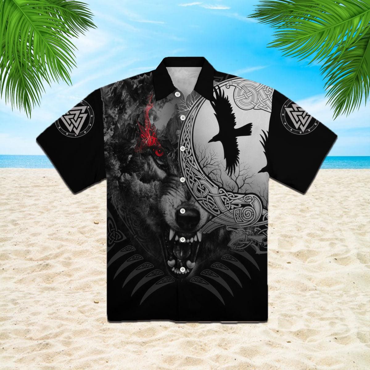 Viking Angry Moon Wolf Trendy Hawaiian Shirt Viking Angry Moon Wolf Trendy Hawaiian Shirt