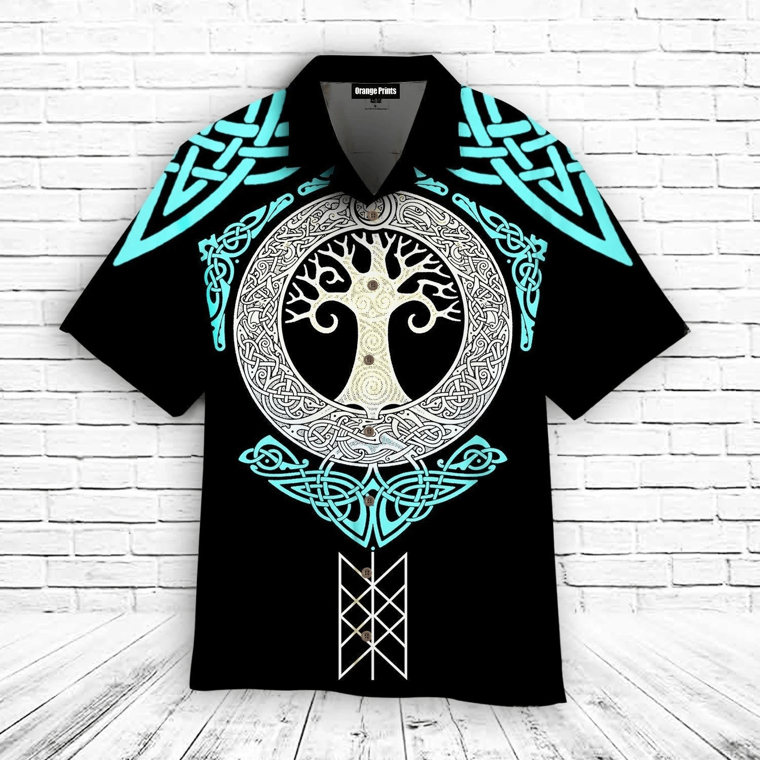 Viking Artistry with Tree Of Life Design on Hawaiian Shirt