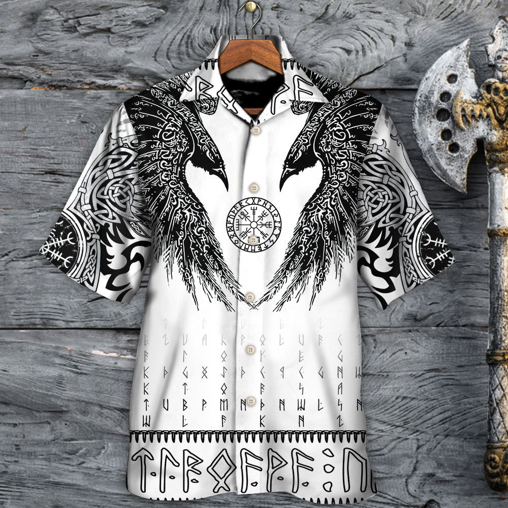 Viking Black Runic Raven Scandinavian Hawaiian Shirt