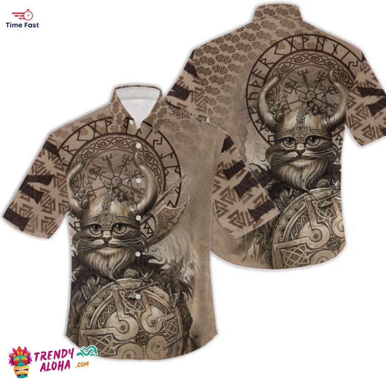 Viking Cat Version Classic Hawaiian Shirt Unique T-shirt Hybrid