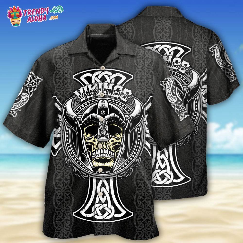 Viking Cool Pattern Black Style Hawaiian Shirt – Trendy Aloha