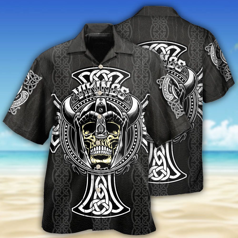 Viking Cool Pattern Black Style Hawaiian Shirt