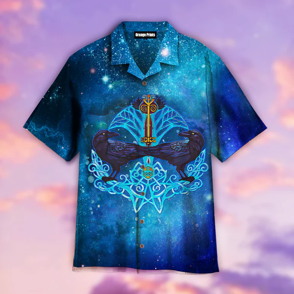 Viking Crow And Key Pullover Hawaiian Shirt For